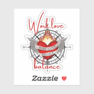 Werk, balans in het leven in rode letters sticker