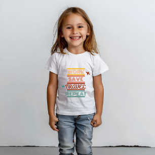Werk Bespaar Reizen Herhaal – Avontuur & Reisliefh T-shirt
