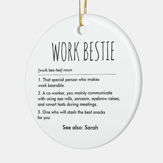 Werk Bestie Grappige Definitie Aangepaste Naam Keramisch Ornament (Links)