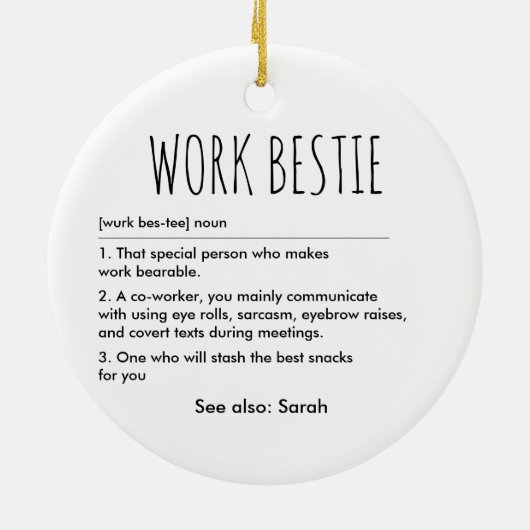 Werk Bestie Grappige Definitie Aangepaste Naam Keramisch Ornament (Achterkant)