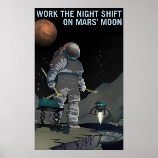 WERK DE NACHTSHIFT OP MARS' MOON NASA Explorers Poster (Voorkant)