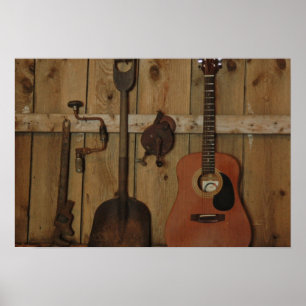 Werk en speel gitaar poster
