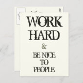 Werk hard en wees aardig tegen de motivatie van me briefkaart (Voorkant / Achterkant)