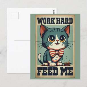 Werk hard Oude Cat Briefkaart