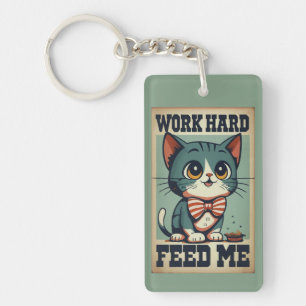 Werk hard Oude Cat Sleutelhanger