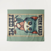 Werk hard Oude Cat Wandkleed (Voorkant (horizontaal))