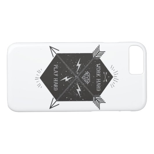 Werk hard Speel zo hard Klassiek Case-Mate iPhone Case (Achterkant (Horizontaal))
