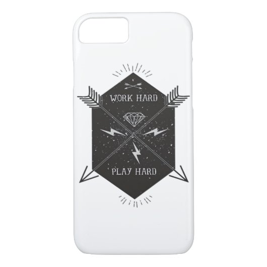 Werk hard Speel zo hard Klassiek Case-Mate iPhone Case (Achterkant)