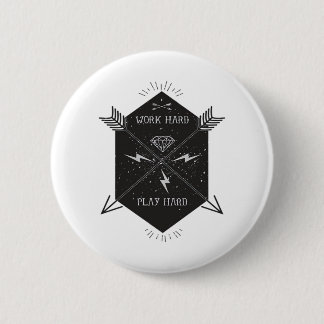 Werk hard Speel zo hard Klassiek Ronde Button 5,7 Cm