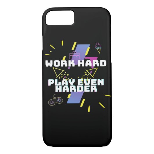 Werk hard, speel zo hard Premium Case-Mate iPhone Case (Achterkant)