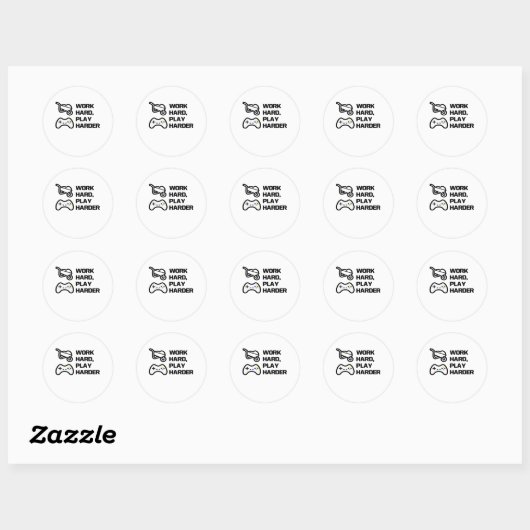 Werk hard, speel zo hard Statement Design Classic Ronde Sticker (Vel)