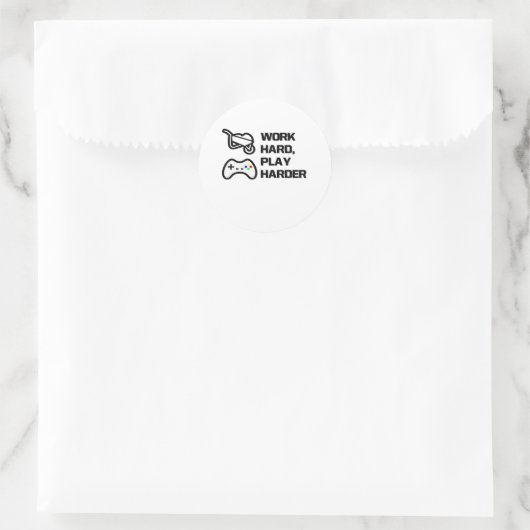 Werk hard, speel zo hard Statement Design Classic Ronde Sticker (Tas)