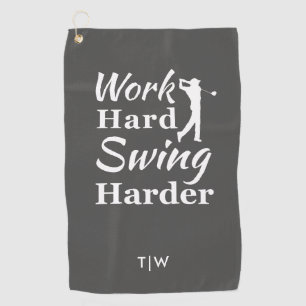 Werk Hard Swing Harder Grappig Golf Thema Golfhanddoek