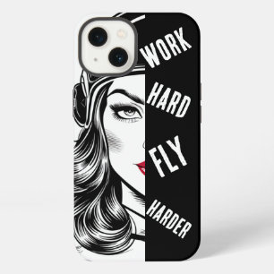 WERK hard Vlieg Harder, Piloot Vrouw,Luchtvaart iPhone 13 Hoesje