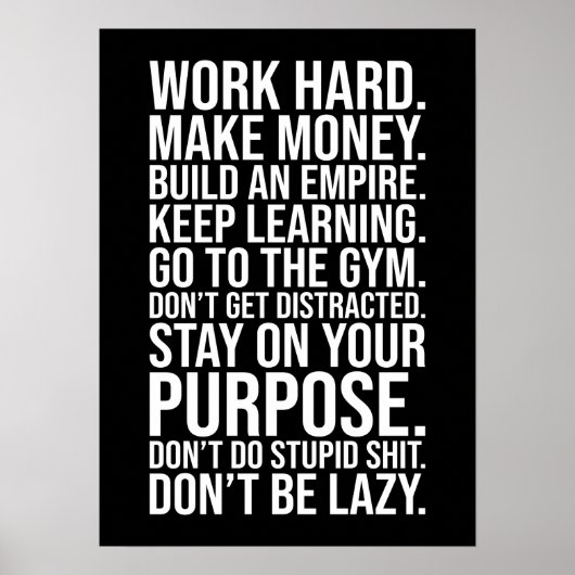 Werk hard, wees niet lui, Gym, stoer, succes Poster (Voorkant)