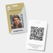 Werk-ID Foto QR-code Gouden Kleur Logo Badge (Voor- en achterkant)