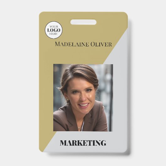 Werk-ID Foto QR-code Gouden Kleur Logo Badge (Voorzijde)