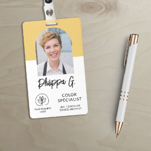 Werk-ID Zacht Geel met Foto & Logo Badge