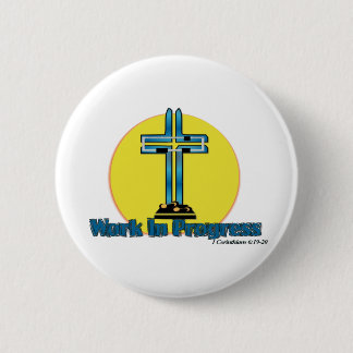 Werk in uitvoering ronde button 5,7 cm