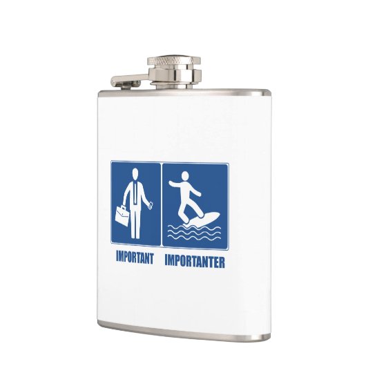 Werk is belangrijk, surfen is belangrijk heupfles (Links)