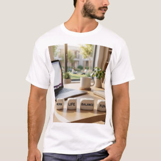 Werk Leven Balans Plezierige Dobbelstenen Kantoor T-shirt