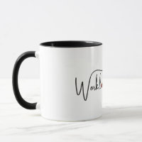 Werk, liefde balans script met kompas hart mini