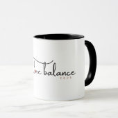 Werk, liefde balans script met kompas hart mini mok (Voorkant rechts)