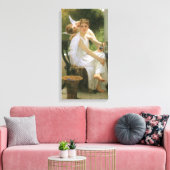 Werk onderbroken door Bouguereau, engel portret Canvas Afdruk (Insitu (Woonkamer))
