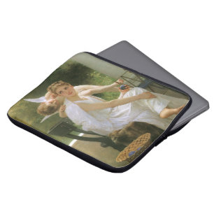 Werk onderbroken door Bouguereau, engel portret Laptop Sleeve