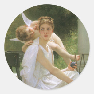 Werk onderbroken door Bouguereau, engel portret Ronde Sticker