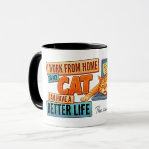 Werk van thuis katten mok - de strijd is echt