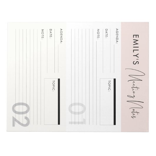  werkbalk Memo Planner voor vergaderingsnotities Notitieblok (Voorkant)