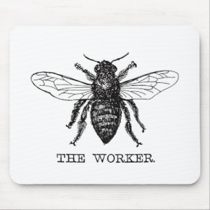 Werkbij Zwarte Witte Hommel Vintage Muismat