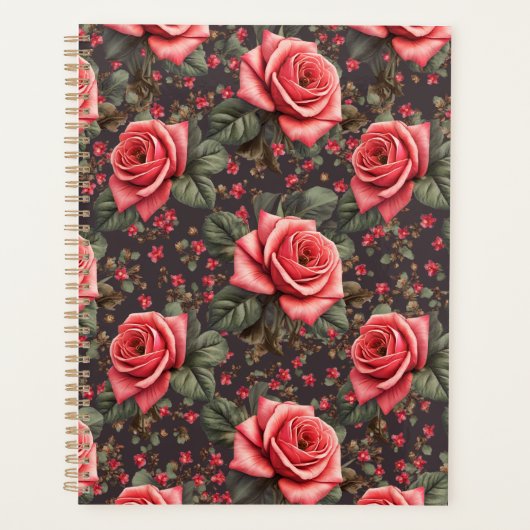Werkboek met prachtig roos planner (Voorkant)