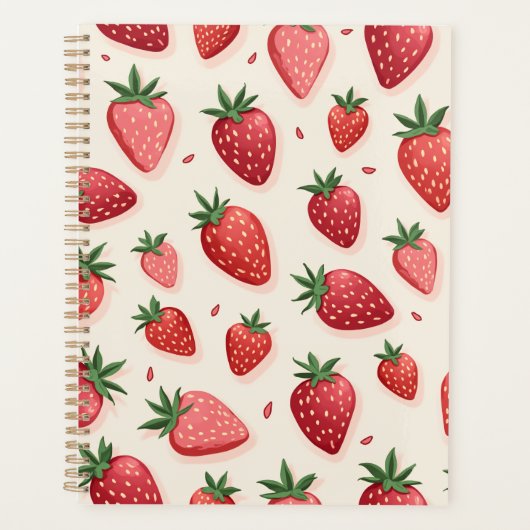 Werkboek met schattig aardbeienpatroon planner (Voorkant)