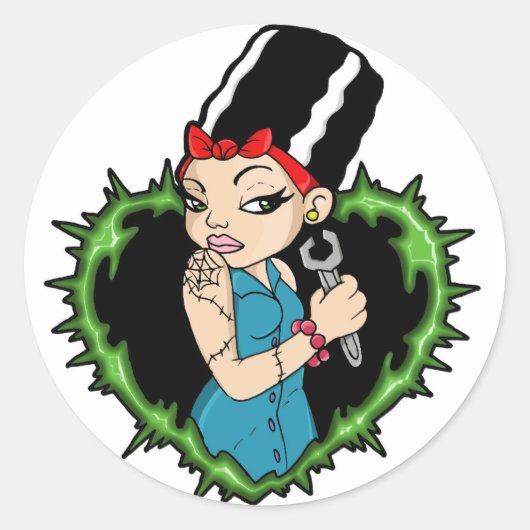 werkbruid ronde sticker (Voorkant)