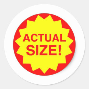 Werkelijke omvang ronde sticker