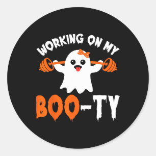 Werken aan mijn Boo-ty Gym Booty Boo-t-shirt Ghost Ronde Sticker