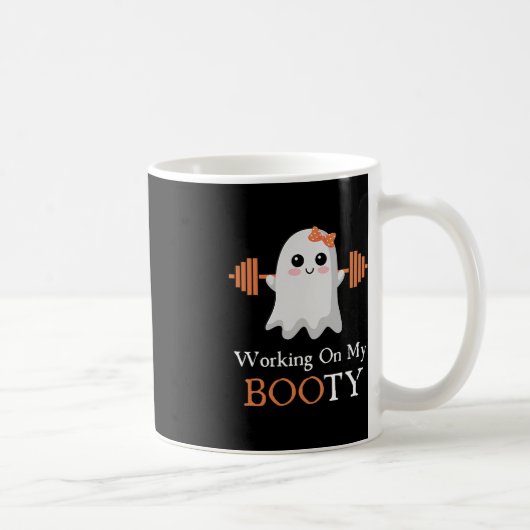 Werken aan Mijn Booty Boo-Ty Grappige Halloween Gy Koffiemok (Rechts)