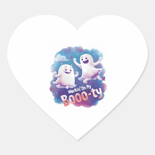 Werken aan mijn booty hart sticker (Voorkant)