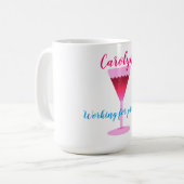 Werken aan prosecco, wijnglas, jouw naam koffiemok (Voorkant links)