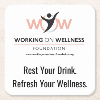 Werken aan Wellness Foundation Beschermende Onderz Vierkante Kartonnen Onderzetter