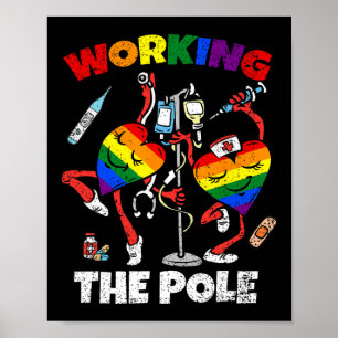Werken bij de Pole Nurse LGBT-Q Gay Pride Rainbow Poster