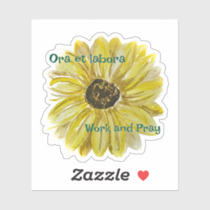 Werken en bidden Zonnebloem Vinyl Sticker
