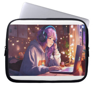 Werken en spelen met Anime Vibes Laptop Hoesje Sleeve