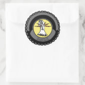 WERKEN met een nul Ronde Sticker (Tas)