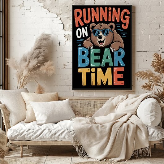 Werken op Beer Time Illustration Poster