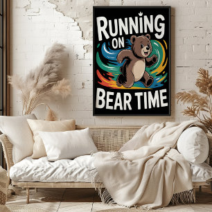 Werken op Beer Time Illustration Poster