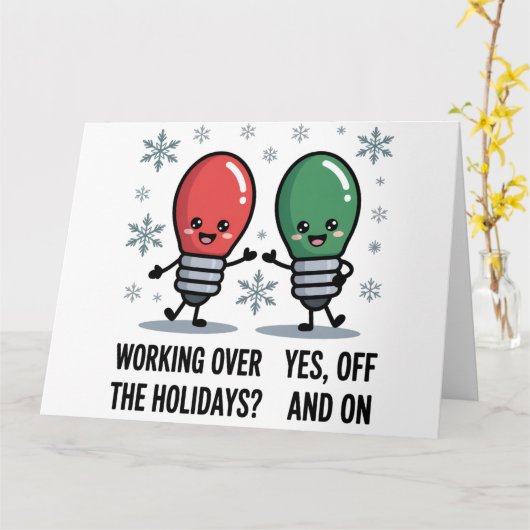 Werken over de Feestdagen Kerst Grappige grap Kaart (Gele Bloem)