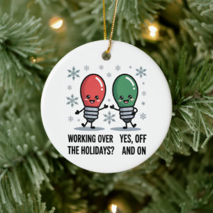 Werken tijdens de feestdagen Kerst grap Keramisch Ornament
